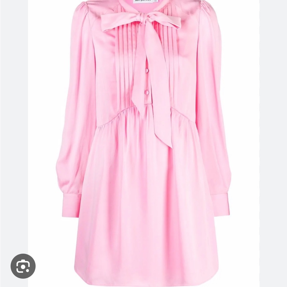 Self Portrait now detail long sleeve dress pink
